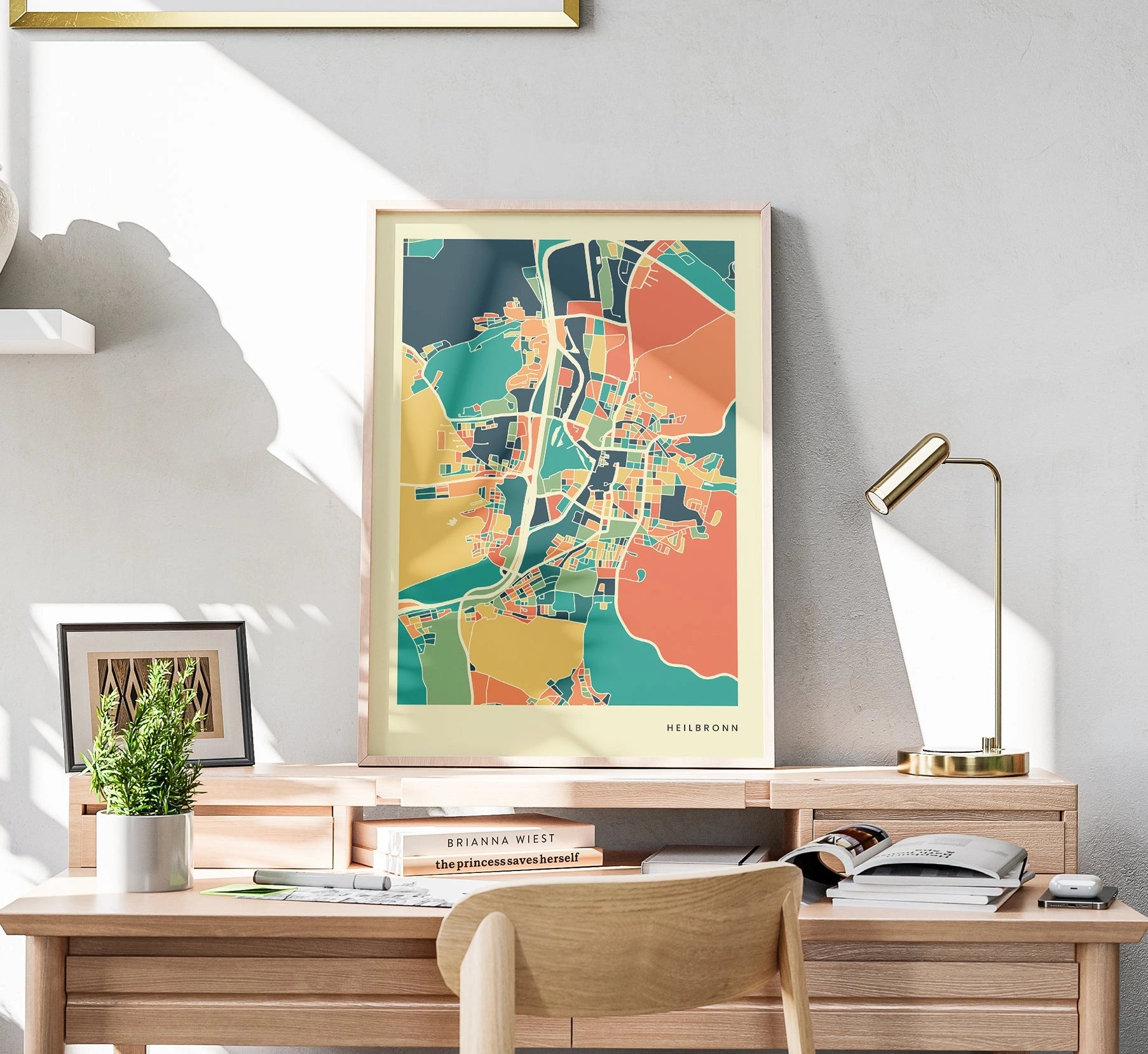 Heilbronn Stadtkarte Poster – Polychroma Modern Art Print
