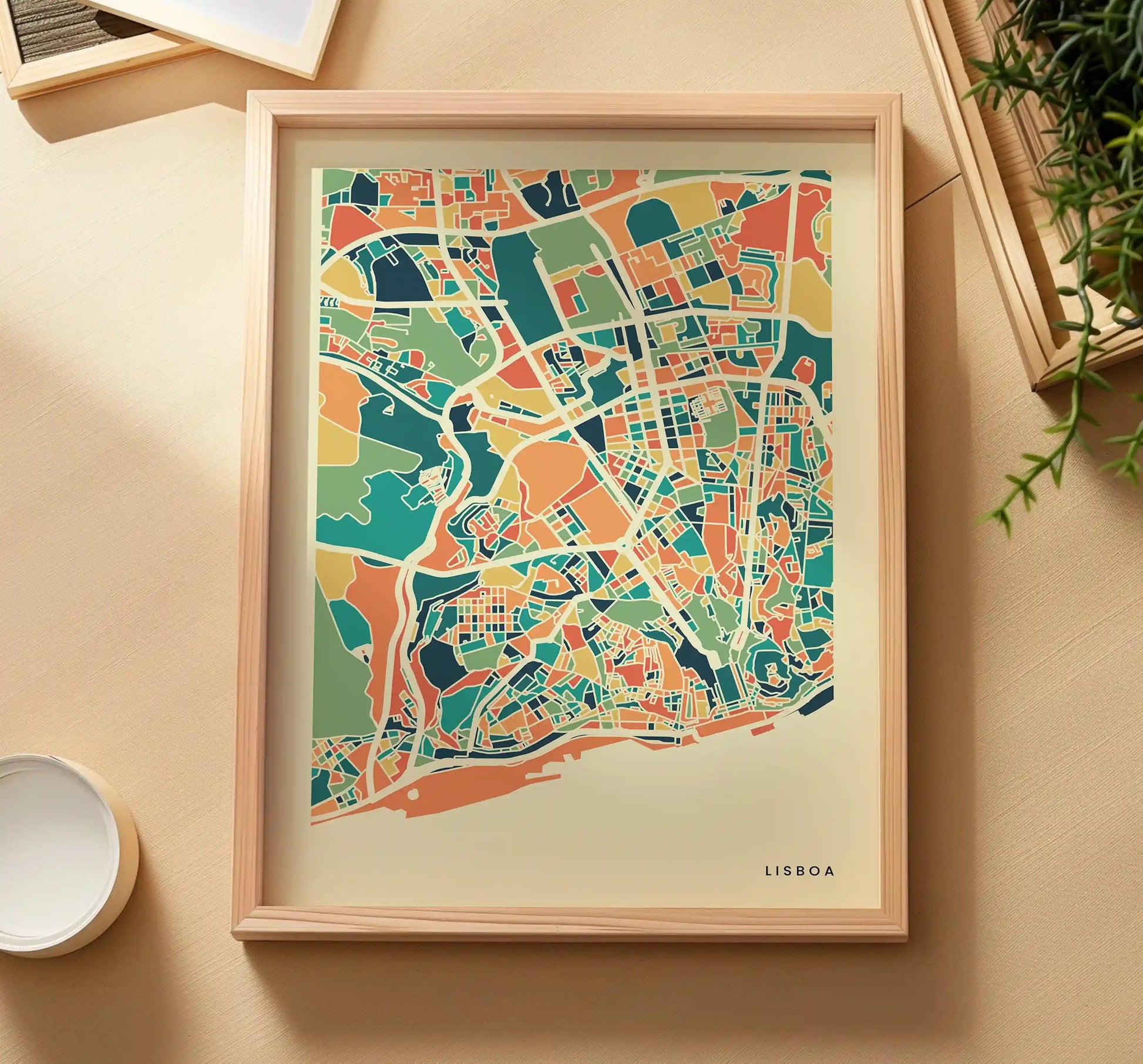 Lisboa Stadtkarte Poster – Polychroma Modern Art Print