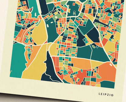 Leipzig Stadtkarte Poster – Polychroma Modern Art Print