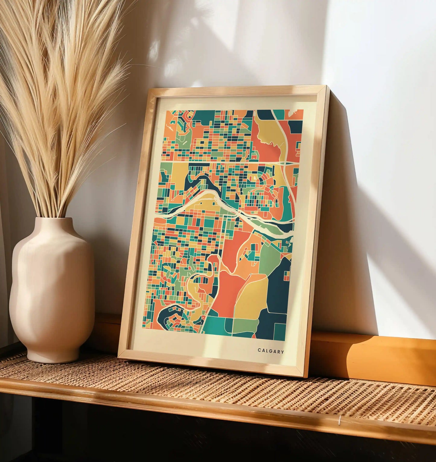 Calgary Stadtkarte Poster – Polychroma Modern Art Print