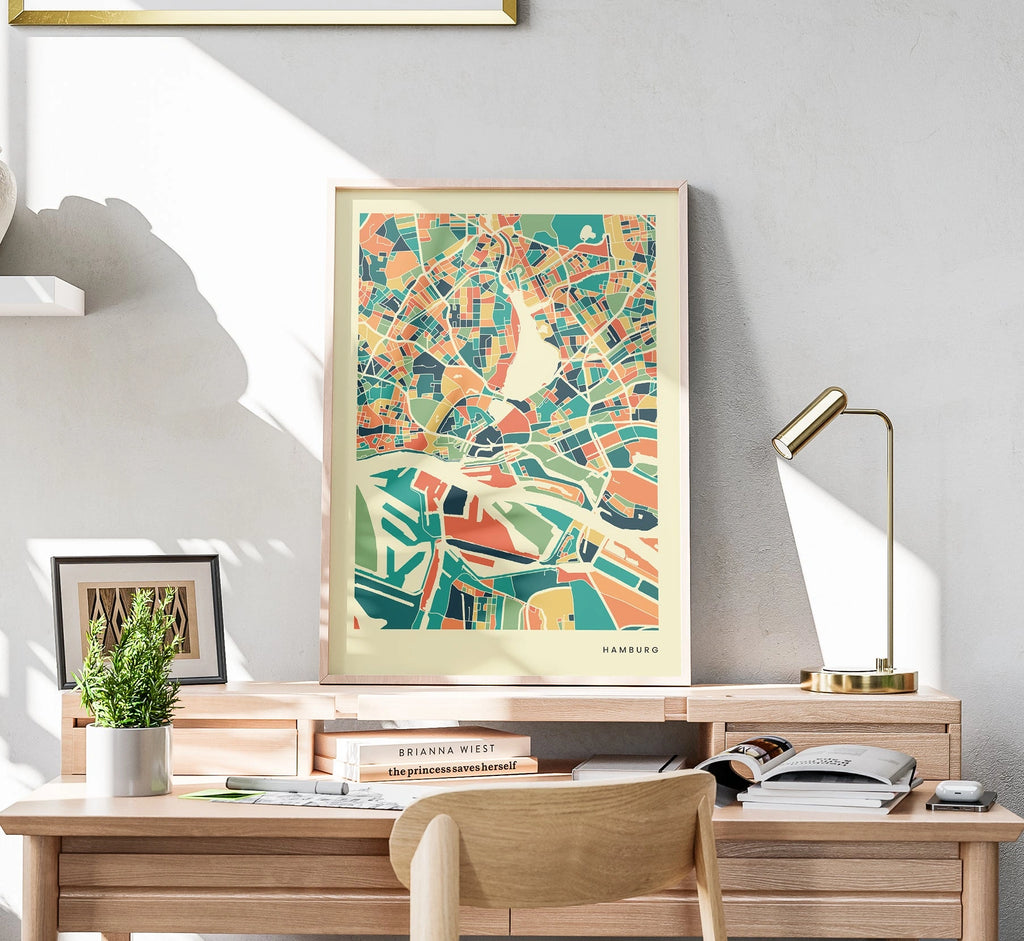 Hamburg Stadtkarte Poster - Polychroma Stadtplan Modern Art Print Stadtkarte Poster – Polychroma Modern Art Print