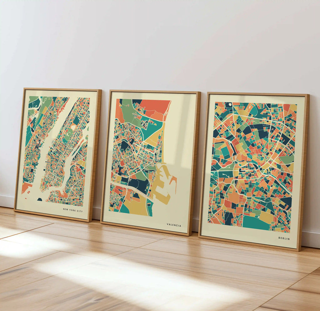 Valencia Stadtkarte Poster – Polychroma Modern Art Print