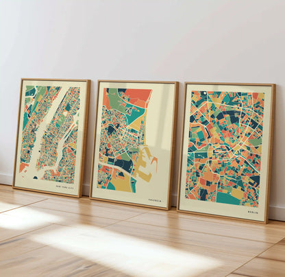 Valencia Stadtkarte Poster – Polychroma Modern Art Print