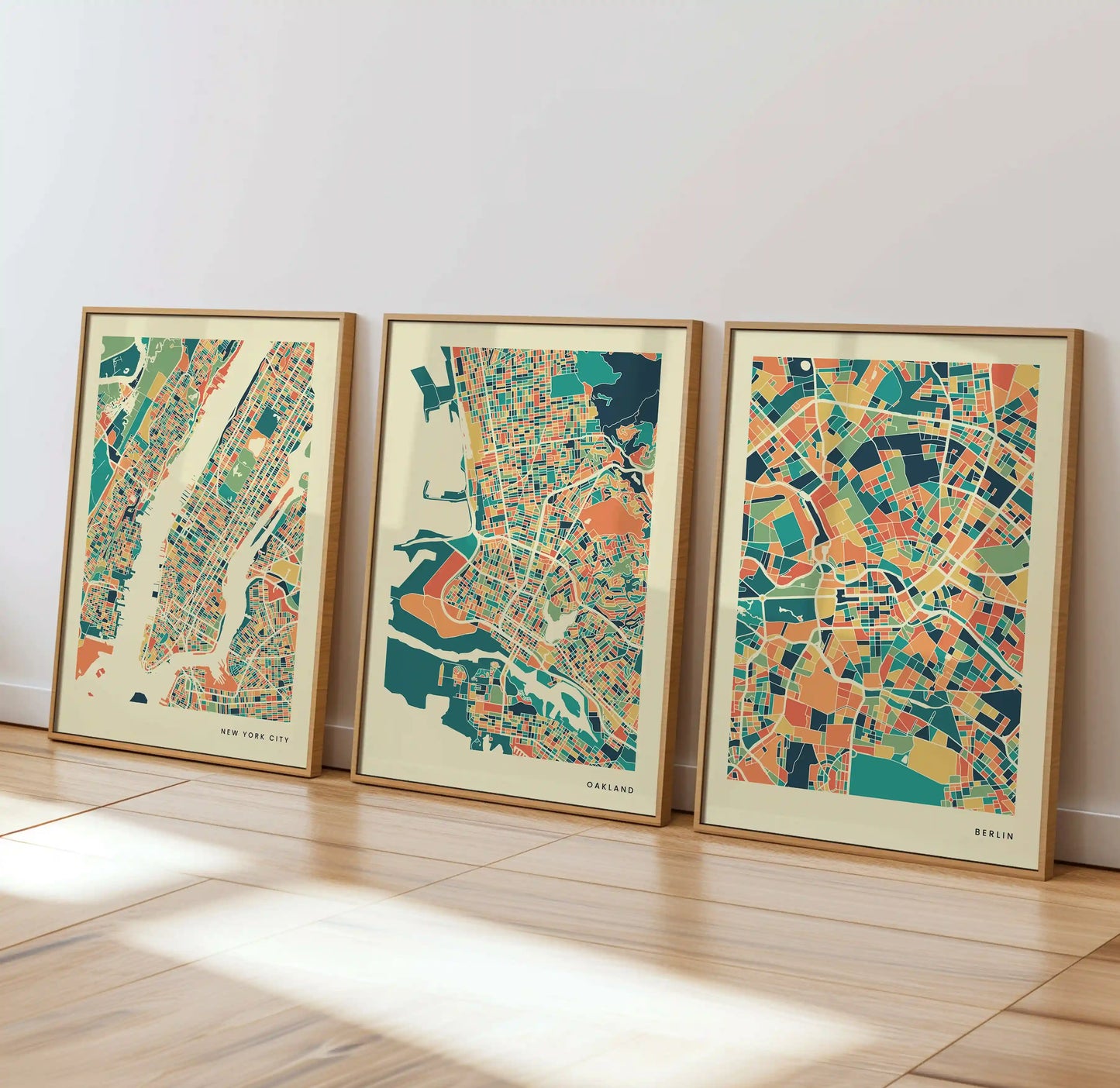 Oakland Stadtkarte Poster – Polychroma Modern Art Print