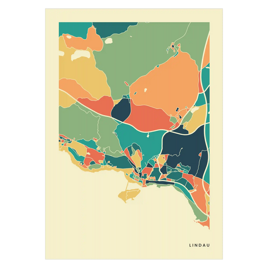 Lindau Stadtkarte Poster – Polychroma Modern Art Print