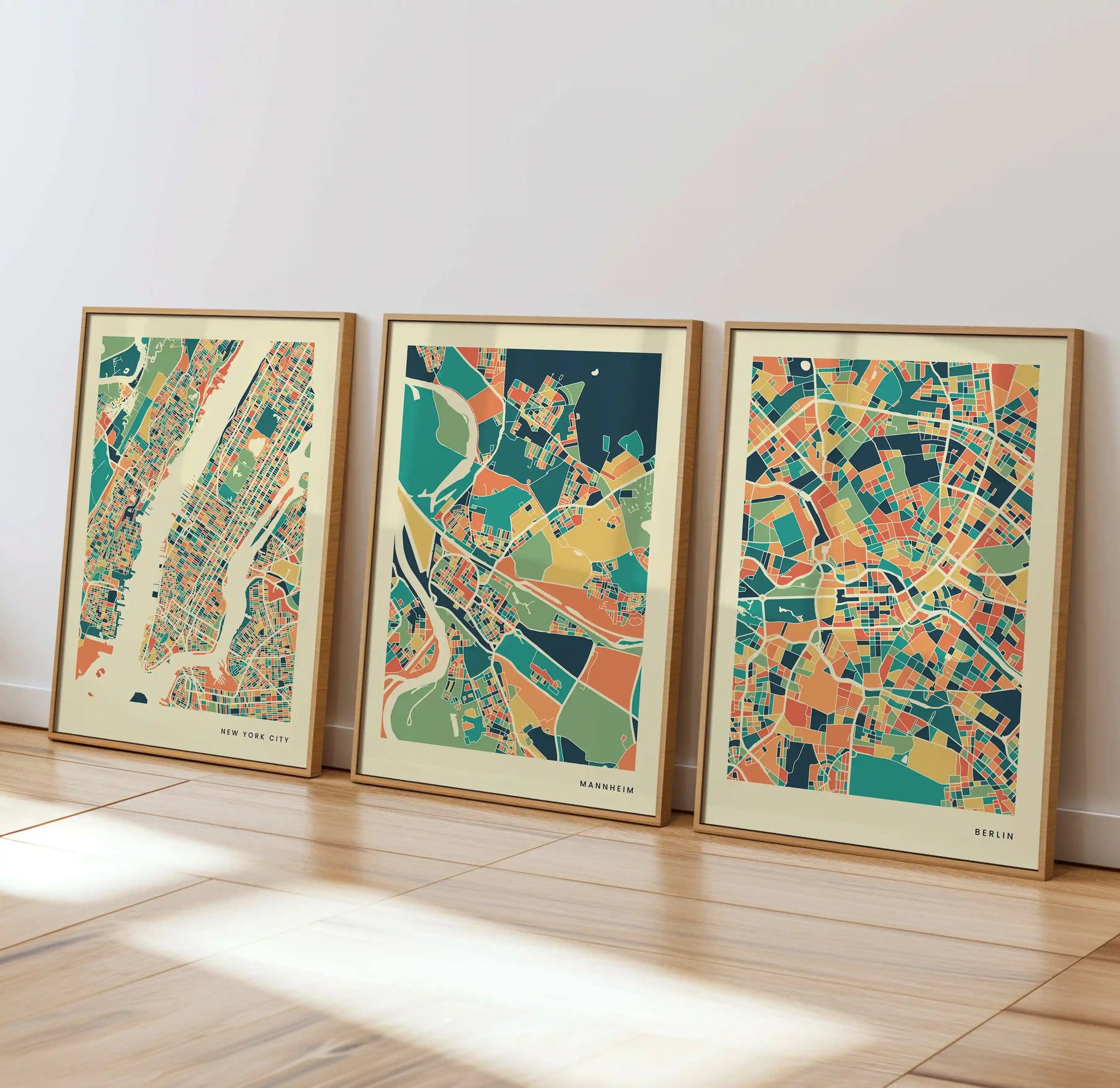 Mannheim Stadtkarte Poster – Polychroma Modern Art Print