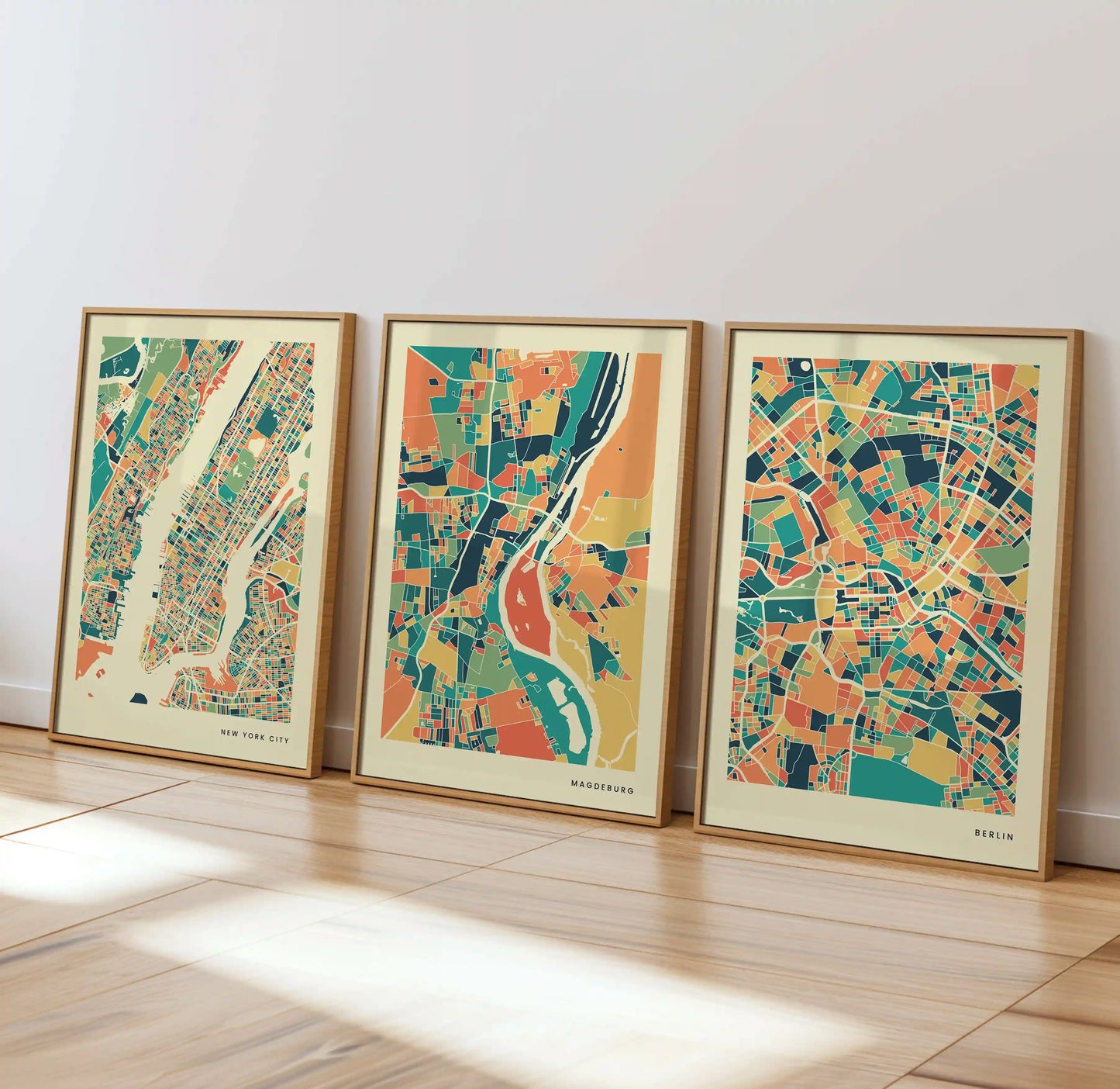 Magdeburg Stadtkarte Poster – Polychroma Modern Art Print