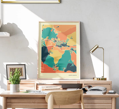 Göppingen Stadtkarte Poster – Polychroma Modern Art Print
