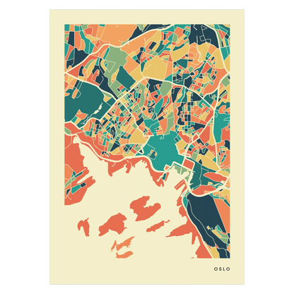 Oslo Stadtkarte Poster – Polychroma Modern Art Print
