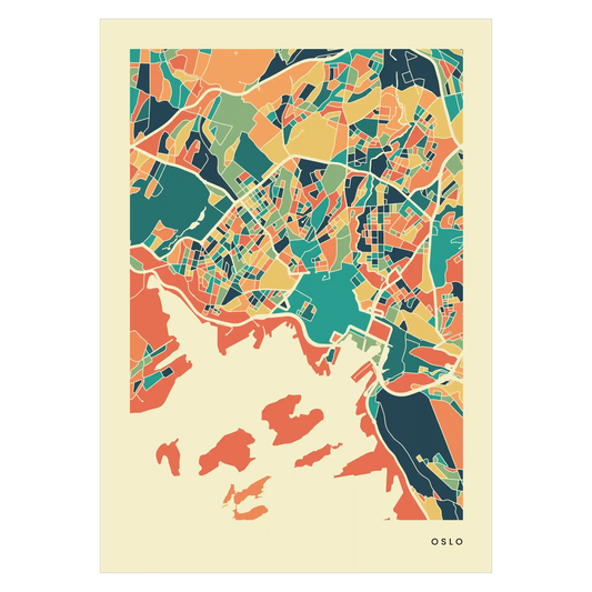 Oslo Stadtkarte Poster – Polychroma Modern Art Print