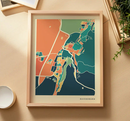 Ravensburg Stadtkarte Poster – Polychroma Modern Art Print