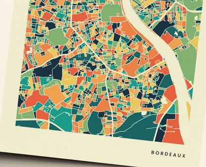 Bordeaux Stadtkarte Poster – Polychroma Modern Art Print