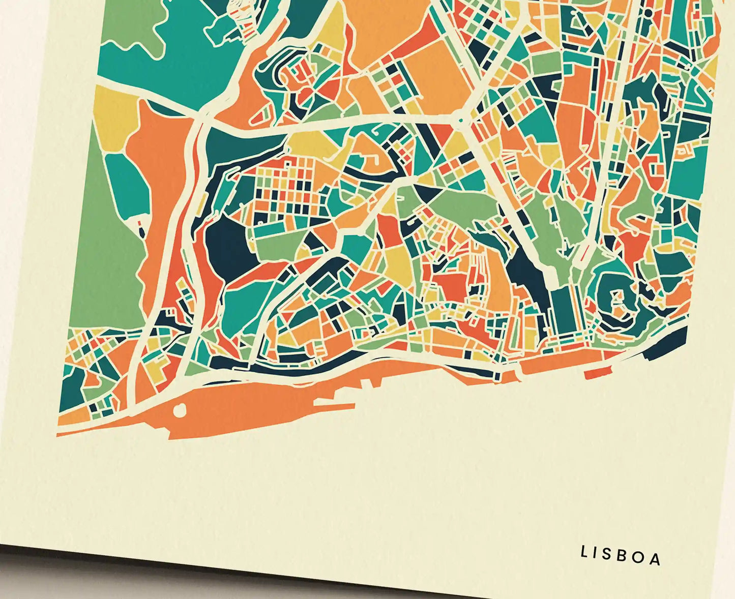 Lisboa Stadtkarte Poster – Polychroma Modern Art Print