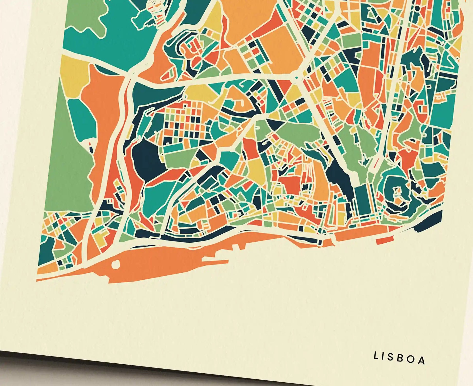 Lisboa Stadtkarte Poster – Polychroma Modern Art Print