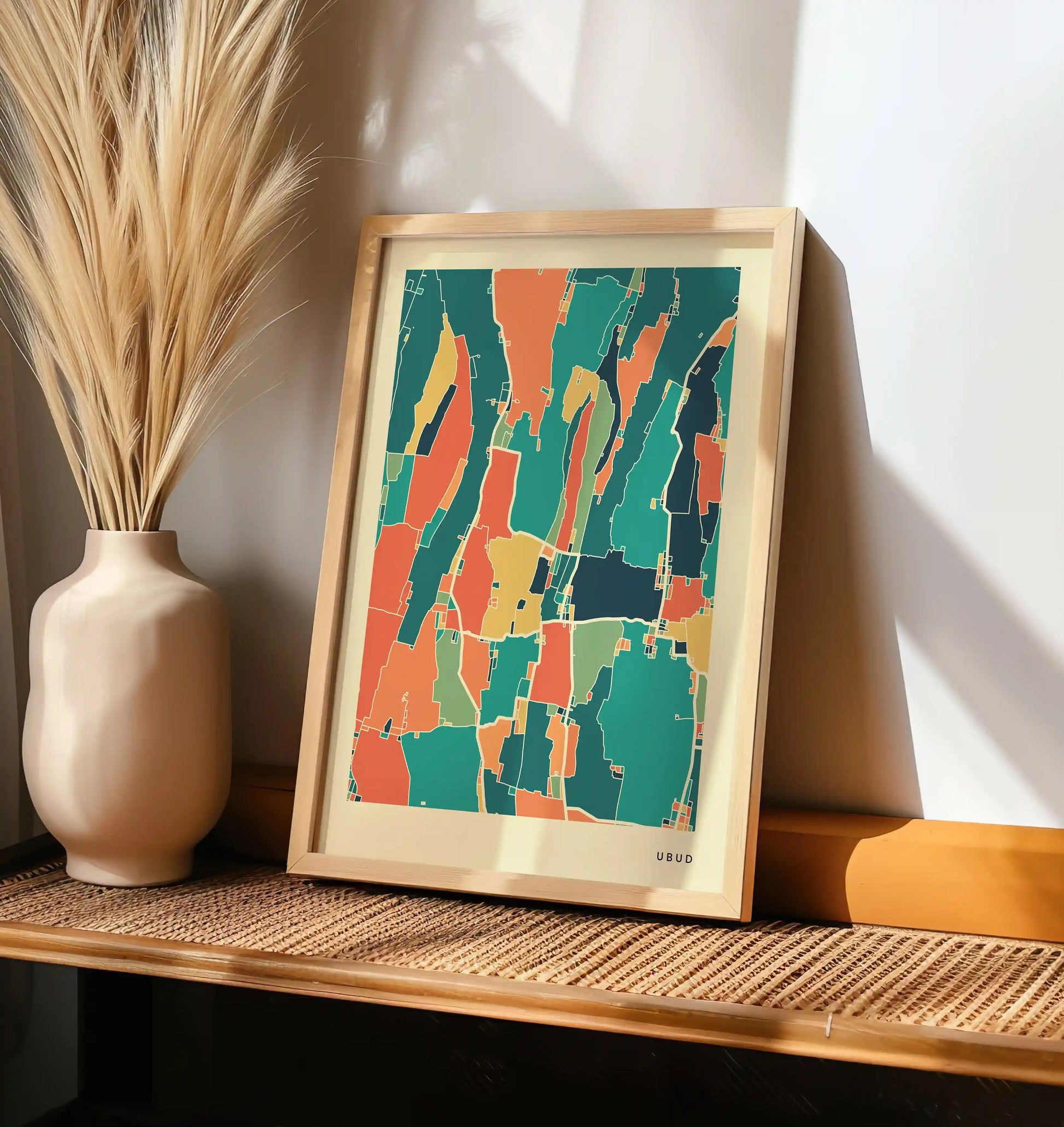 Ubud Stadtkarte Poster – Polychroma Modern Art Print