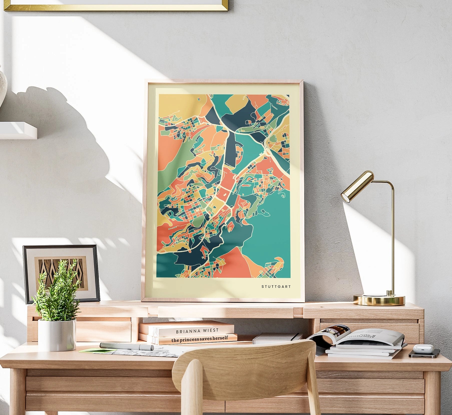 Stuttgart Stadtkarte Poster - Polychroma Stadtplan Modern Art Print Stadtkarte Poster – Polychroma Modern Art Print
