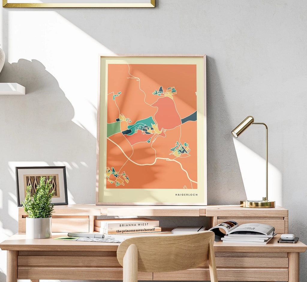 Haigerloch Stadtkarte Poster – Polychroma Modern Art Print