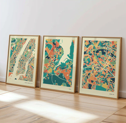 Kiel Stadtkarte Poster – Polychroma Modern Art Print