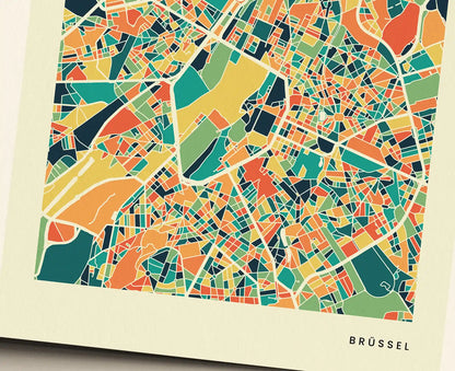 Brüssel Stadtkarte Poster – Polychroma Modern Art Print
