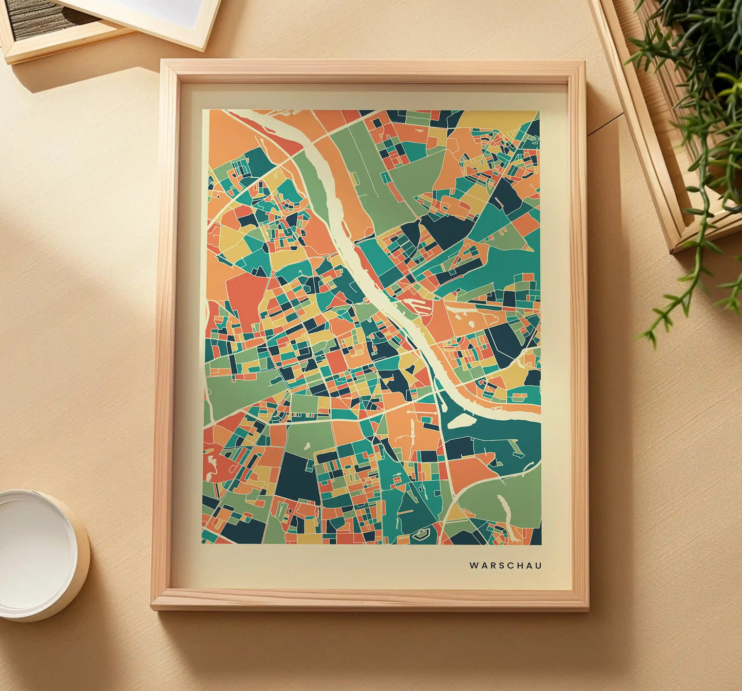 Warschau Stadtkarte Poster – Polychroma Modern Art Print