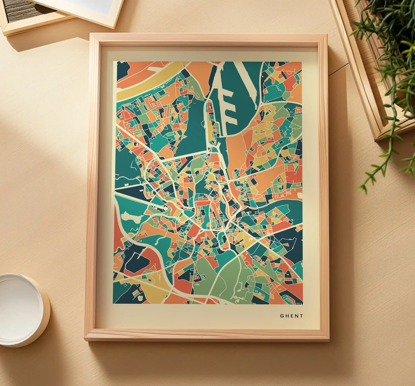 Ghent Stadtkarte Poster – Polychroma Modern Art Print