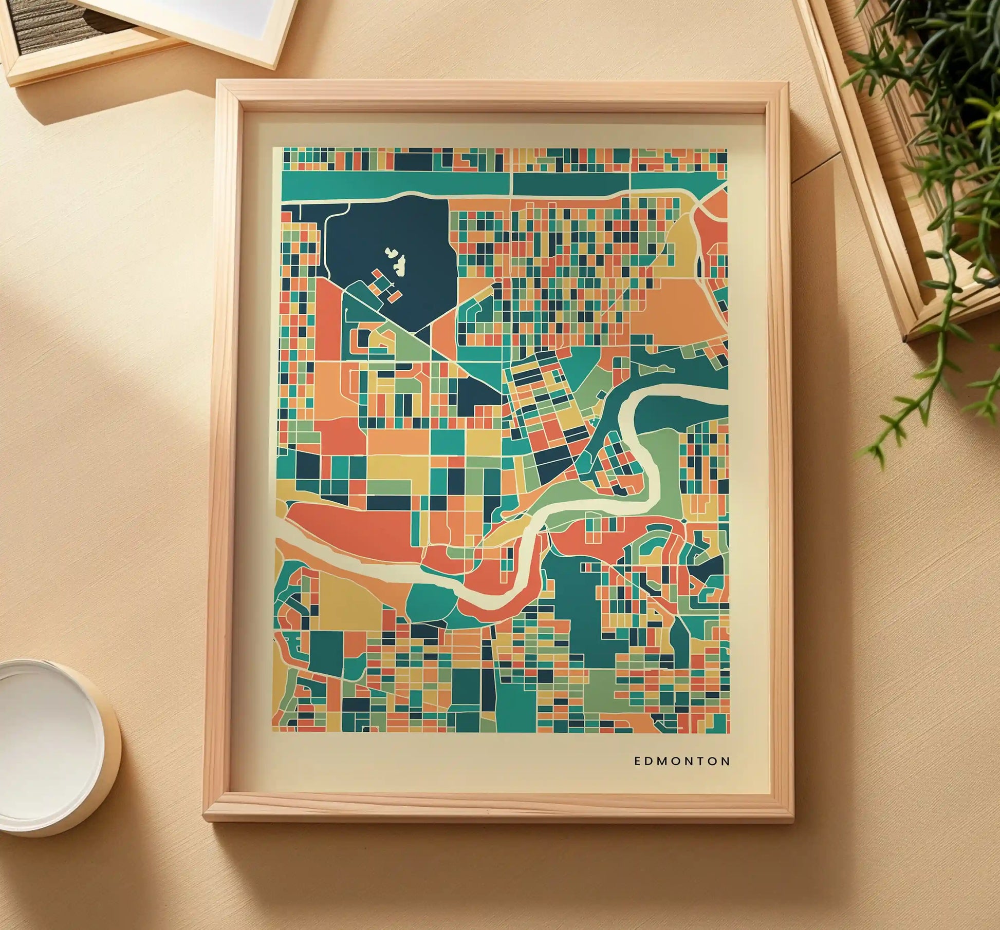 Edmonton Stadtkarte Poster – Polychroma Modern Art Print