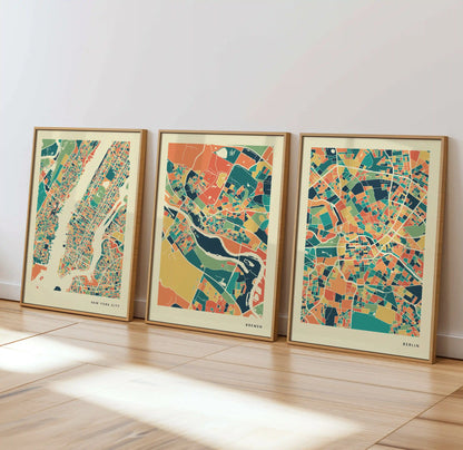 Bremen Stadtkarte Poster – Polychroma Modern Art Print