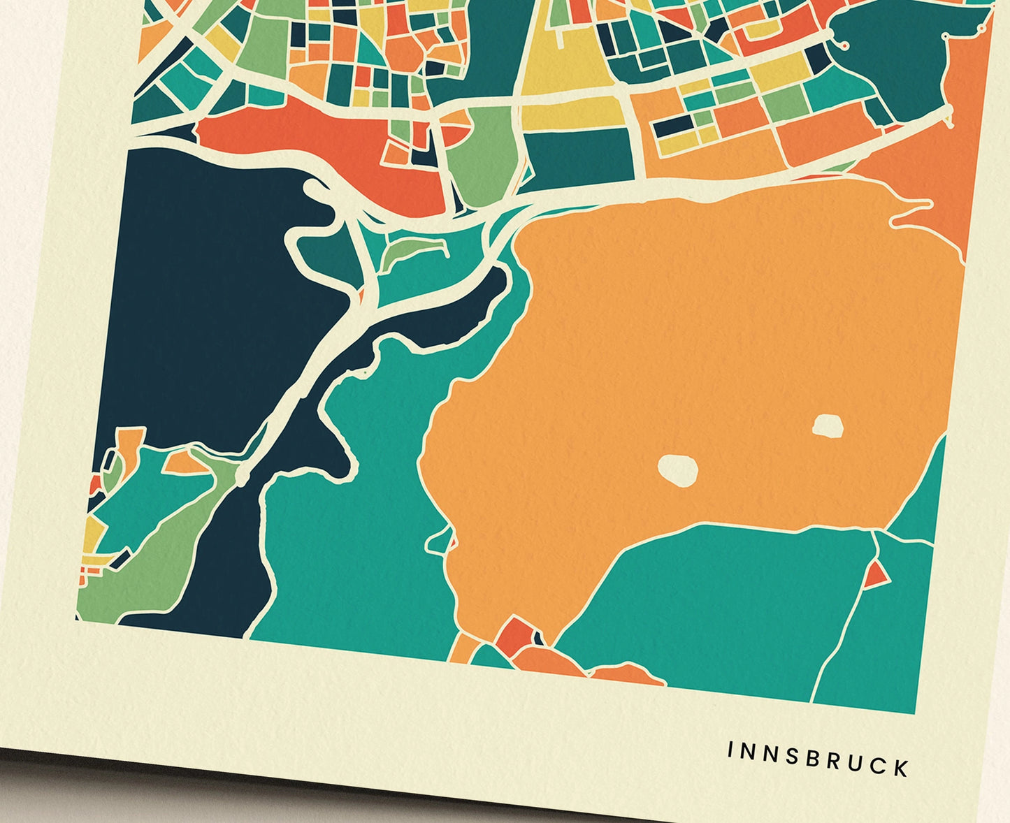 Innsbruck Stadtkarte Poster – Polychroma Modern Art Print