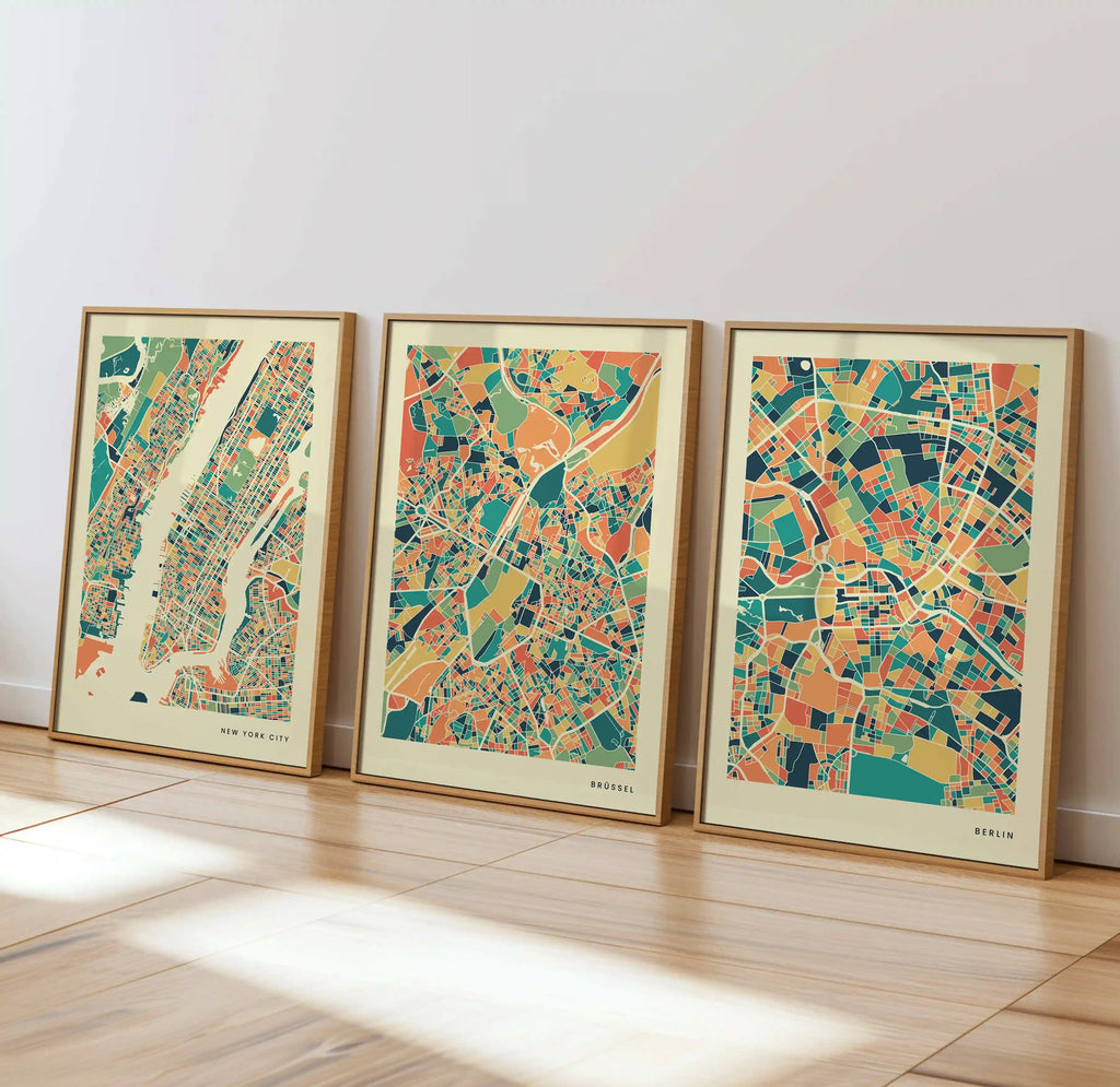 Brüssel Stadtkarte Poster – Polychroma Modern Art Print