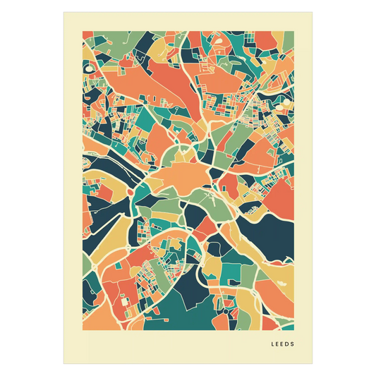 Leeds Stadtkarte Poster – Polychroma Modern Art Print