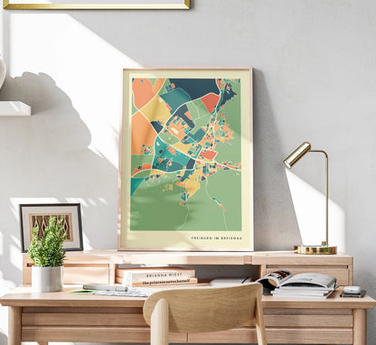 Freiburg im Breisgau Stadtkarte Poster – Polychroma Modern Art Print