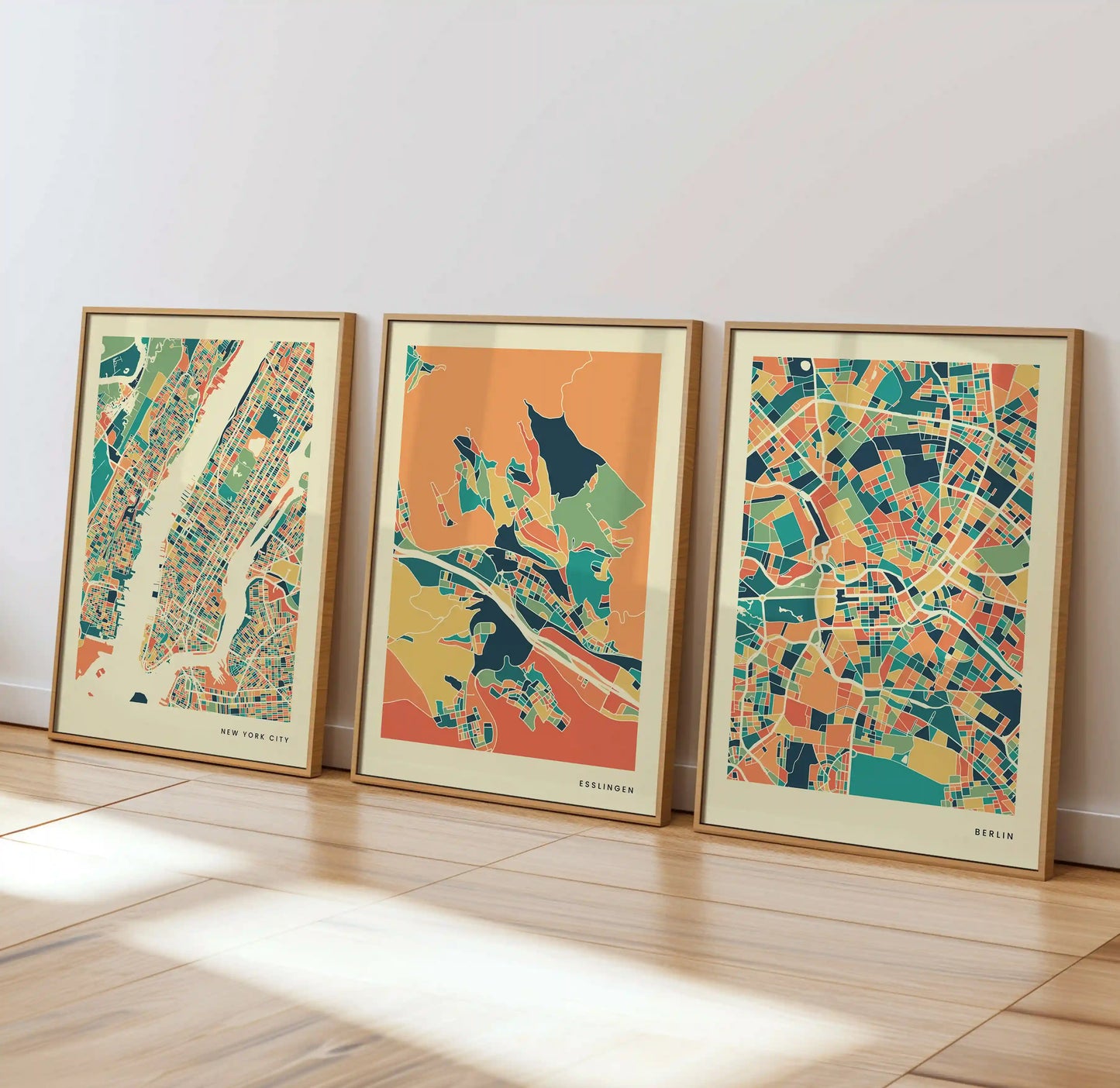 Esslingen Stadtkarte Poster – Polychroma Modern Art Print