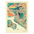San Diego Stadtkarte Poster – Polychroma Modern Art Print