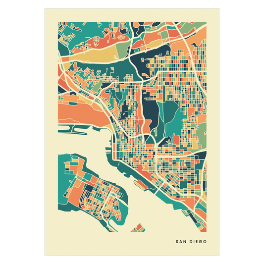 San Diego Stadtkarte Poster – Polychroma Modern Art Print