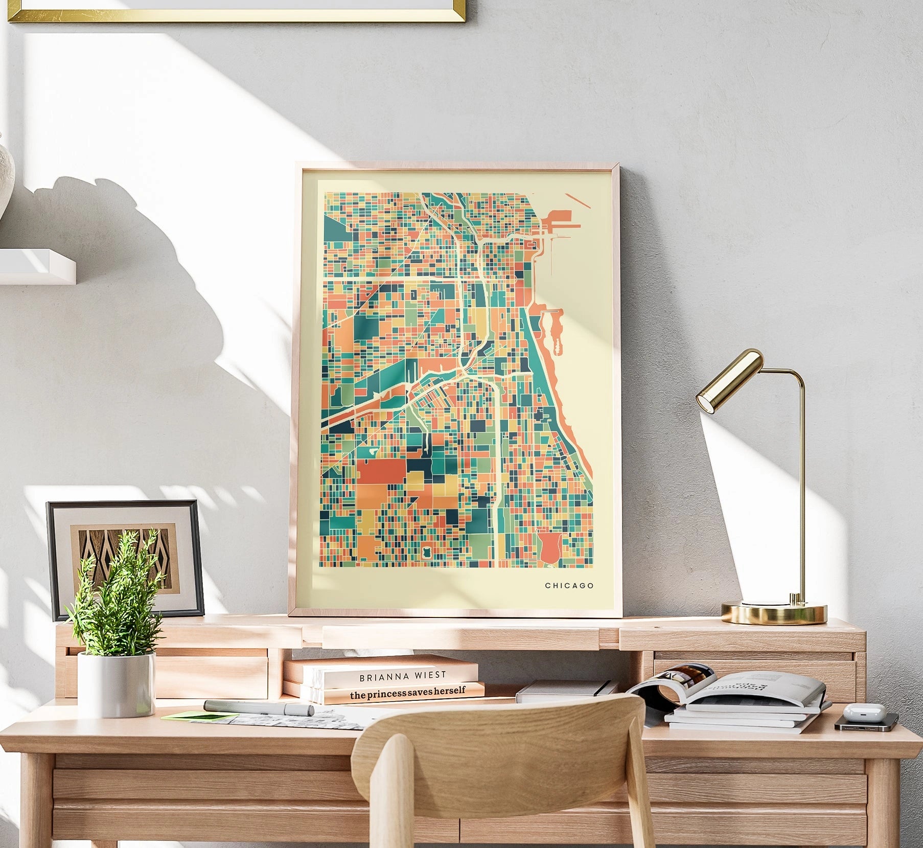 Chicago Stadtkarte Poster – Polychroma Modern Art Print