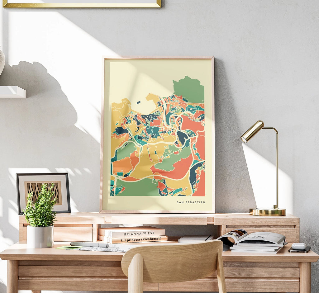 San Sebastián Stadtkarte Poster – Polychroma Modern Art Print