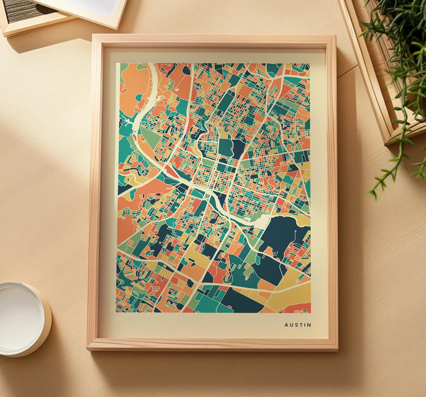 Austin Stadtkarte Poster – Polychroma Modern Art Print