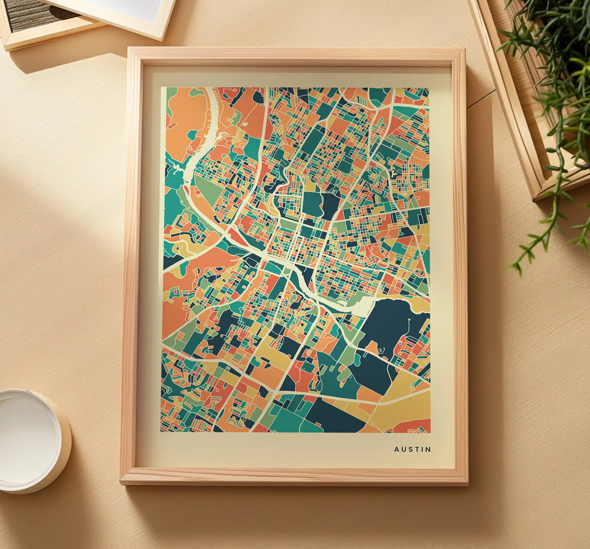Austin Stadtkarte Poster – Polychroma Modern Art Print