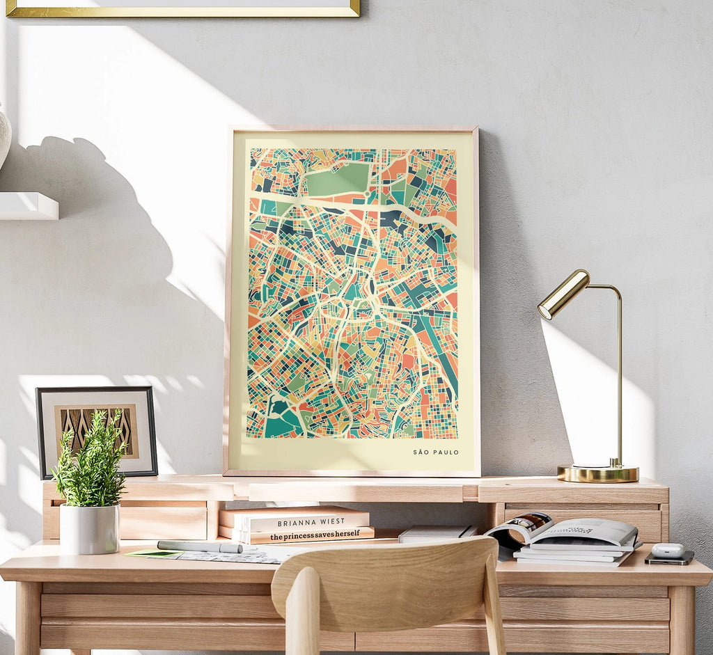 São Paulo Stadtkarte Poster - Polychroma Stadtplan Modern Art Print Stadtkarte Poster – Polychroma Modern Art Print