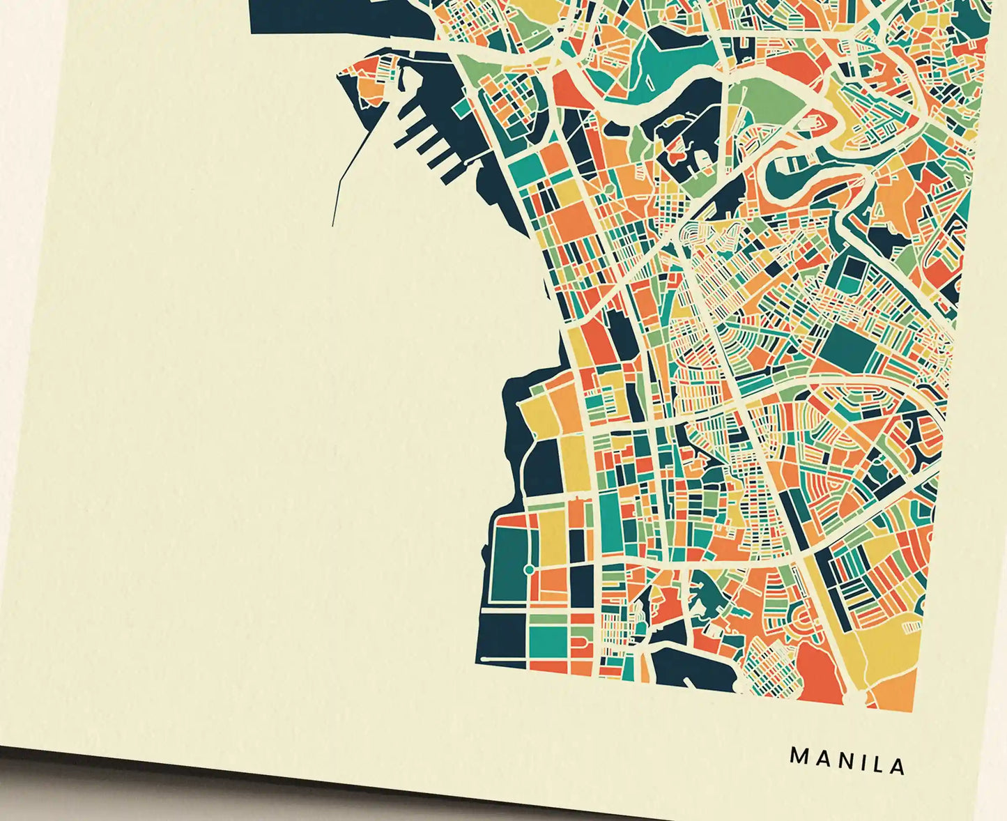 Manila Stadtkarte Poster – Polychroma Modern Art Print