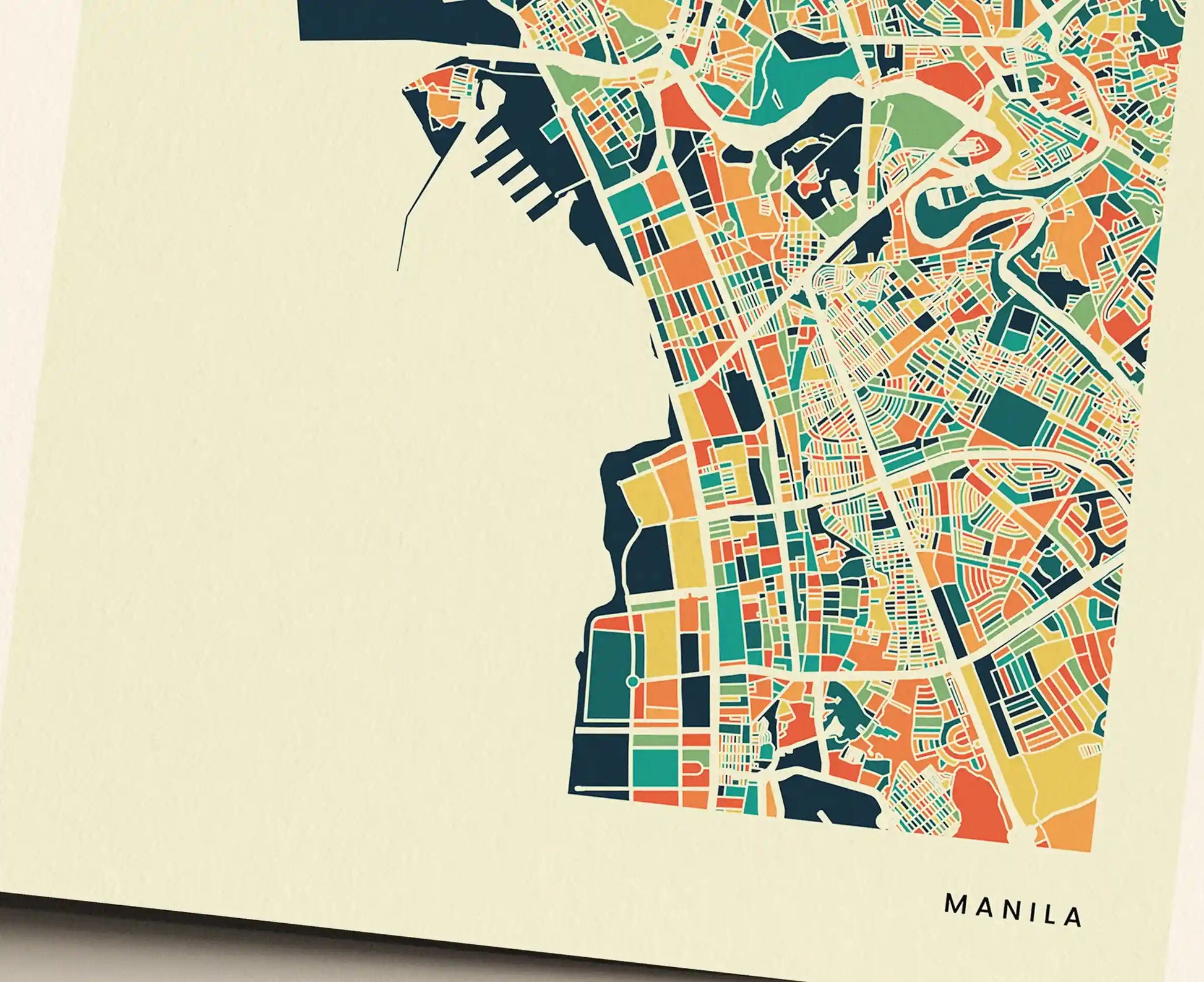 Manila Stadtkarte Poster – Polychroma Modern Art Print