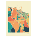 Bari Stadtkarte Poster – Polychroma Modern Art Print