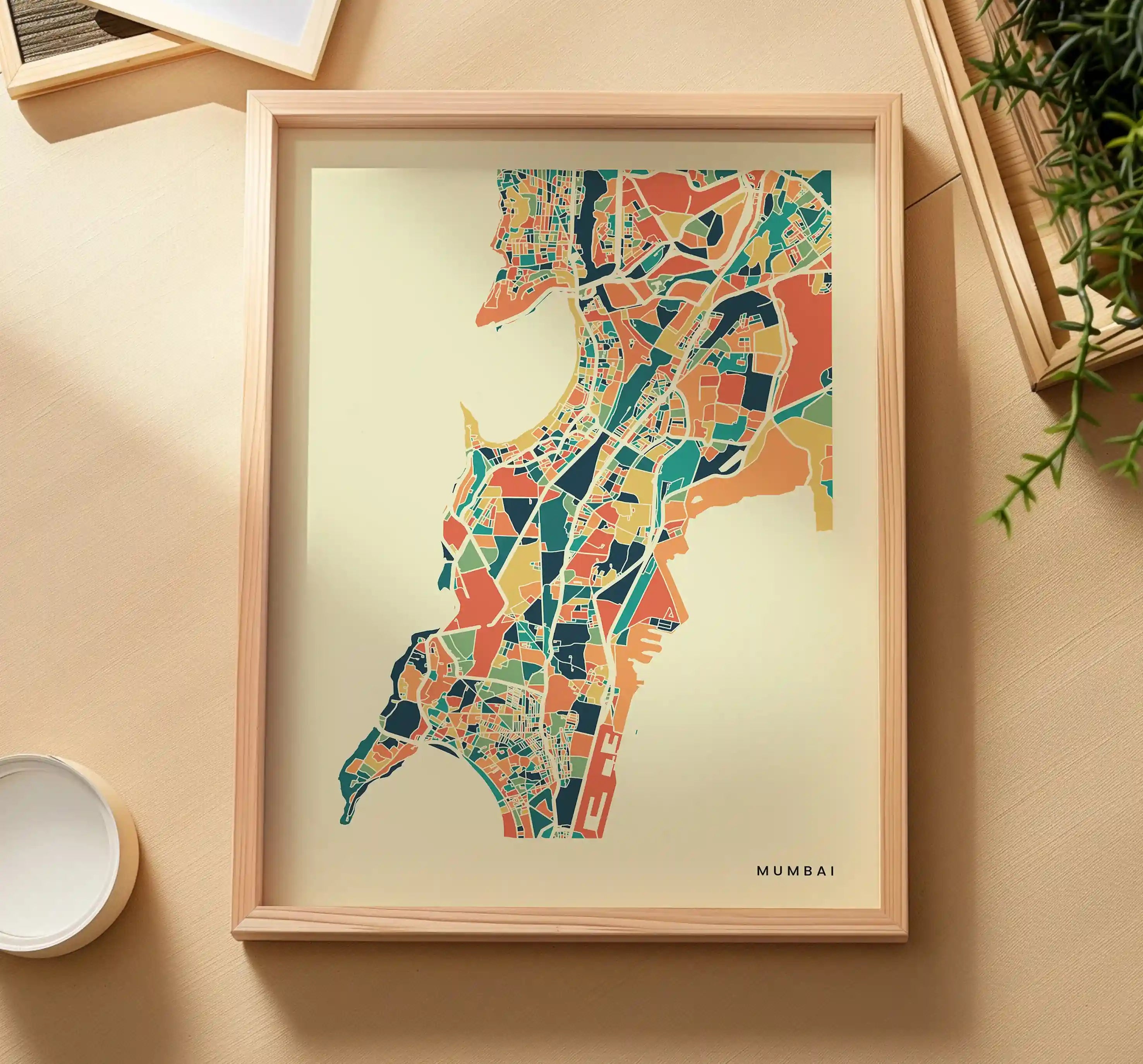 Mumbai Stadtkarte Poster – Polychroma Modern Art Print