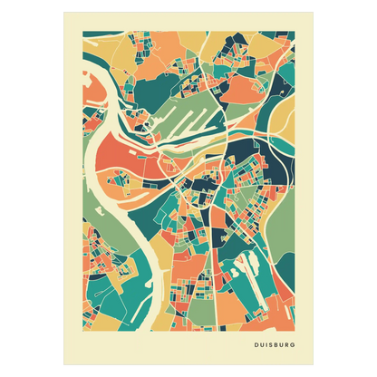 Duisburg Stadtkarte Poster – Polychroma Modern Art Print