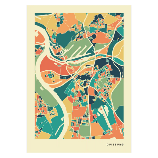 Duisburg Stadtkarte Poster – Polychroma Modern Art Print