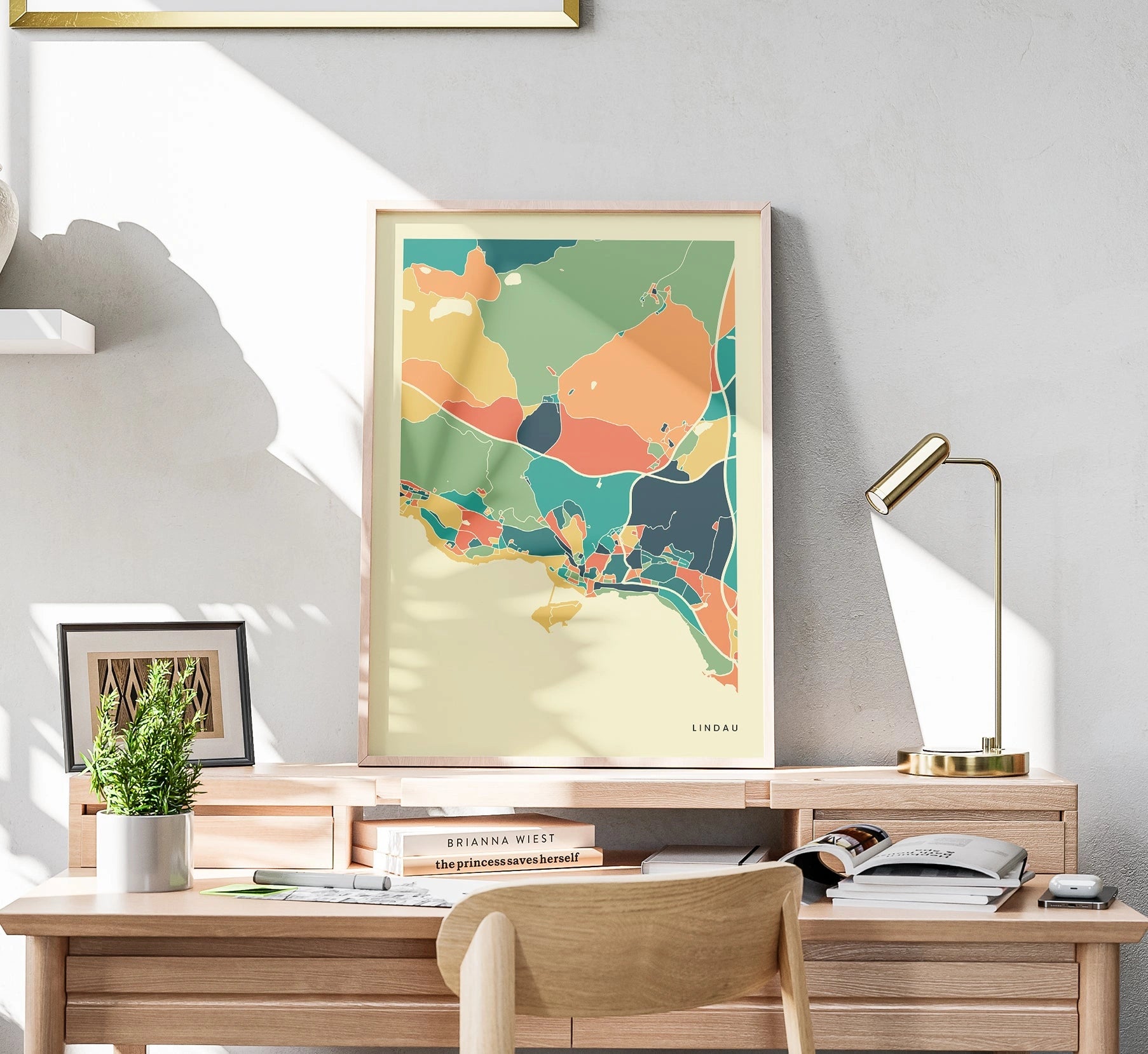 Lindau Stadtkarte Poster – Polychroma Modern Art Print