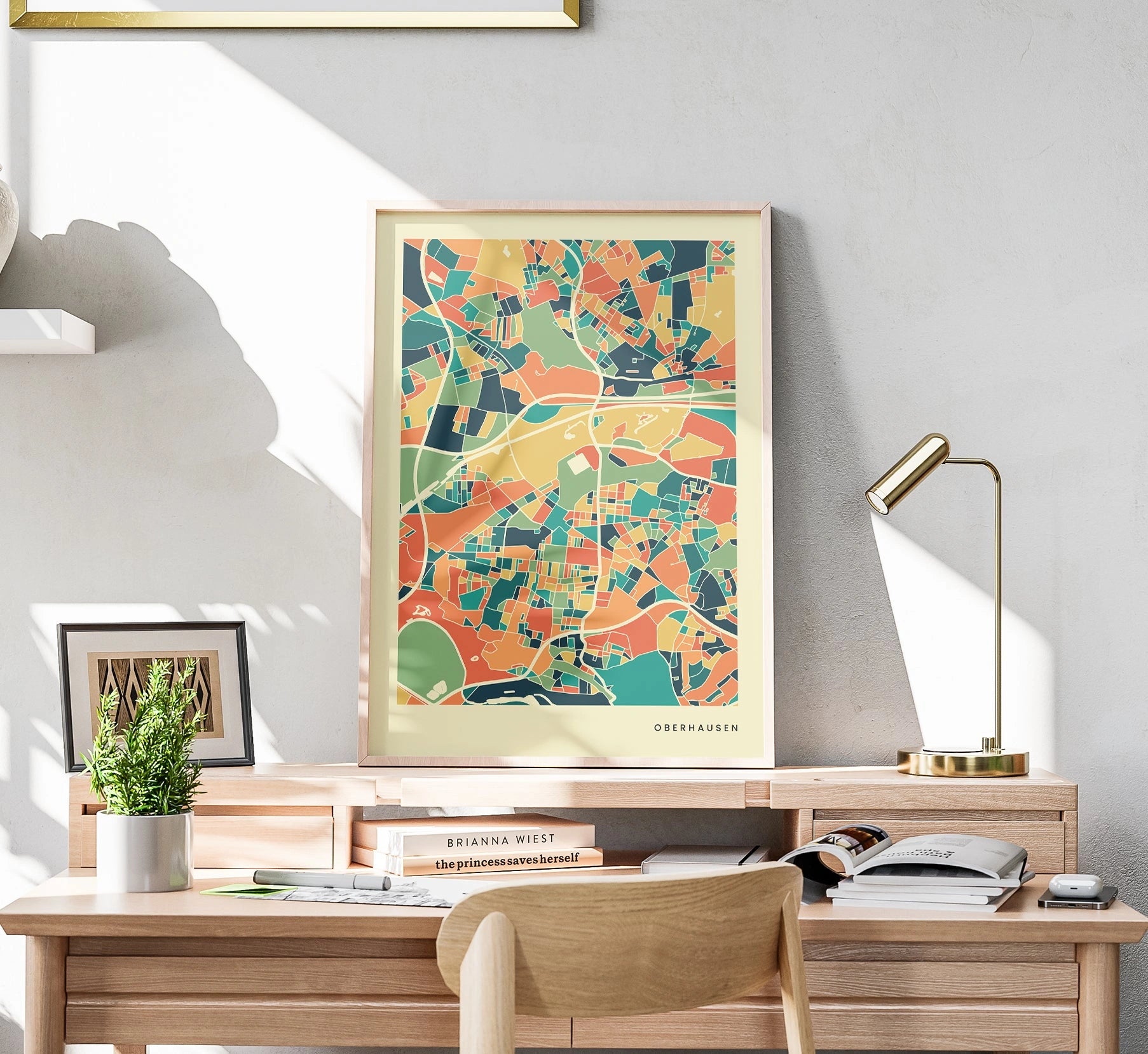 Oberhausen Stadtkarte Poster – Polychroma Modern Art Print