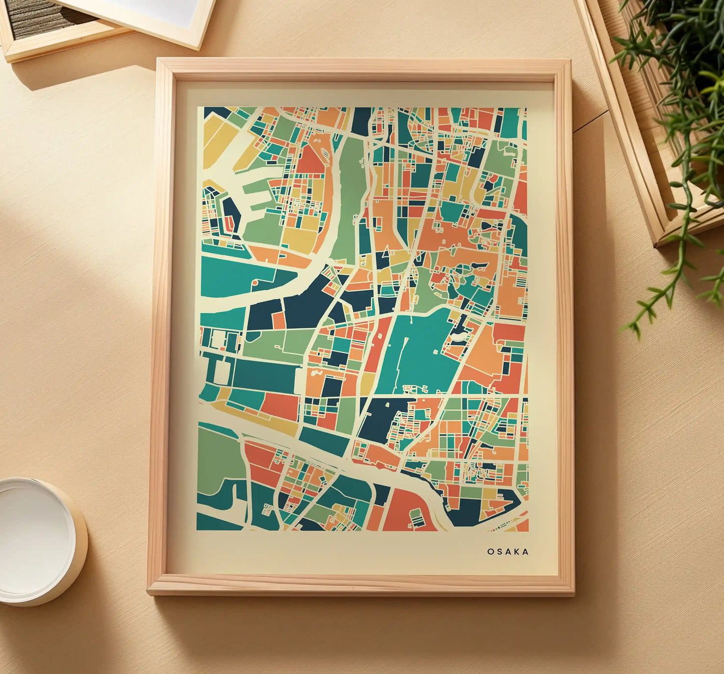 Osaka Stadtkarte Poster – Polychroma Modern Art Print