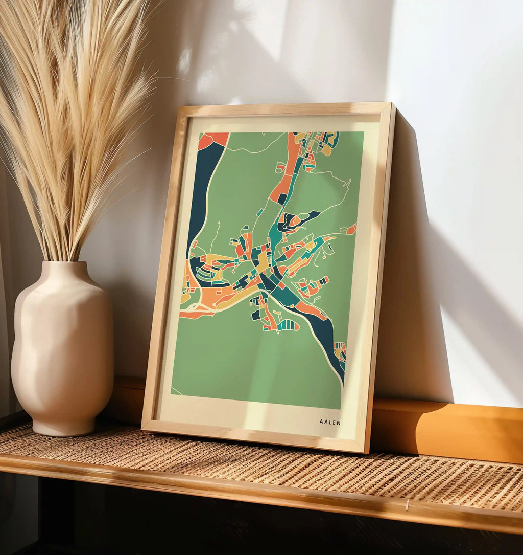 Aalen Stadtkarte Poster – Polychroma Modern Art Print
