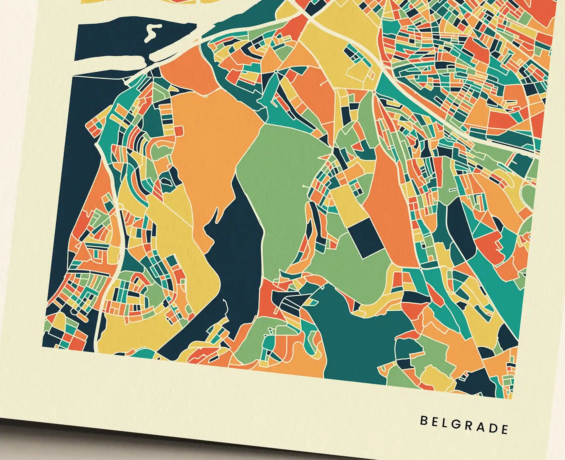 Belgrade Stadtkarte Poster – Polychroma Modern Art Print